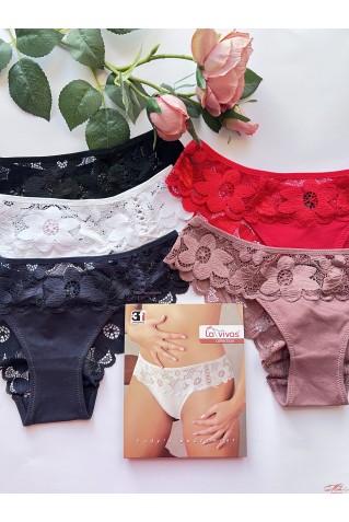 Трусики сліпи з бавовни та мережива La Vivas 60378